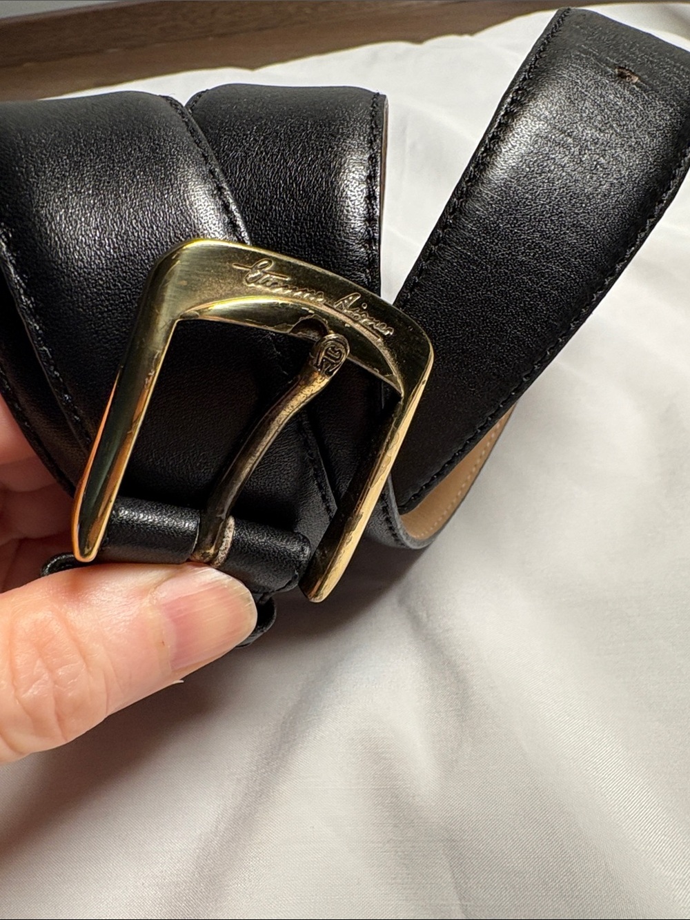 Etienne Aigner Black Full Grain Cowhide Leather Belt Size 38